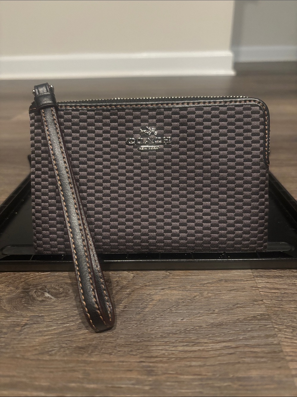 Coach Black Textured Wristlet Wallet